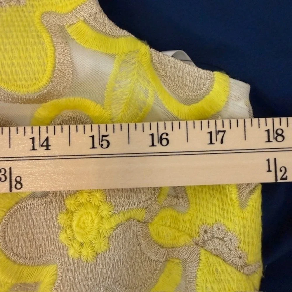 NWT Laundry by Shelli Segal Sunray Dress Floral Embroidery Yellow Taupe White 8‎